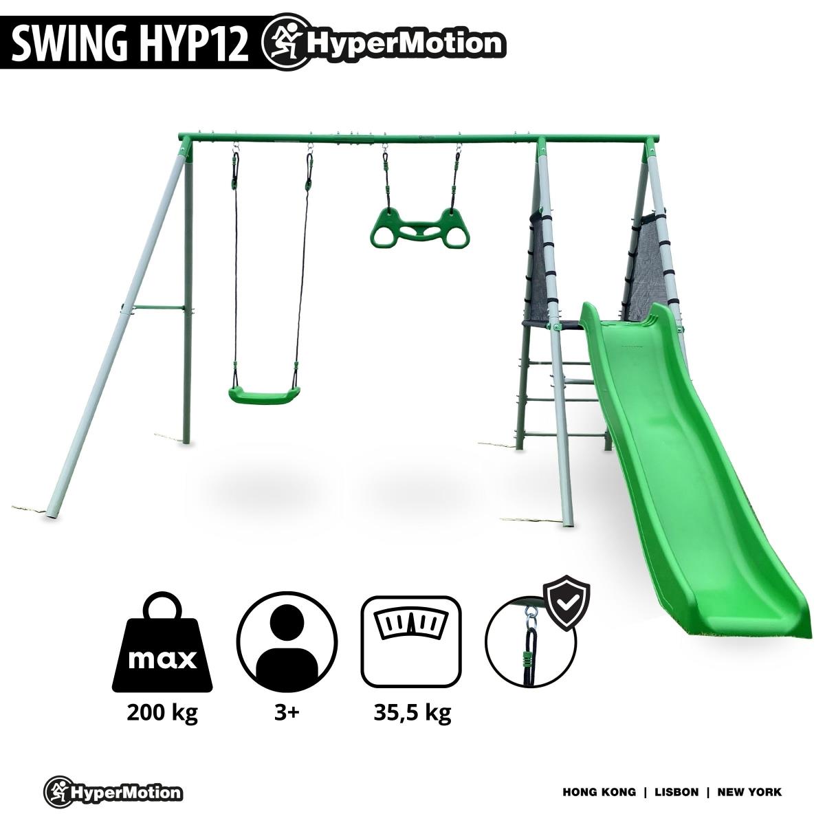 Parque infantil de jardín XXL para niños con columpio, trapecio de gimnasia y tobogán