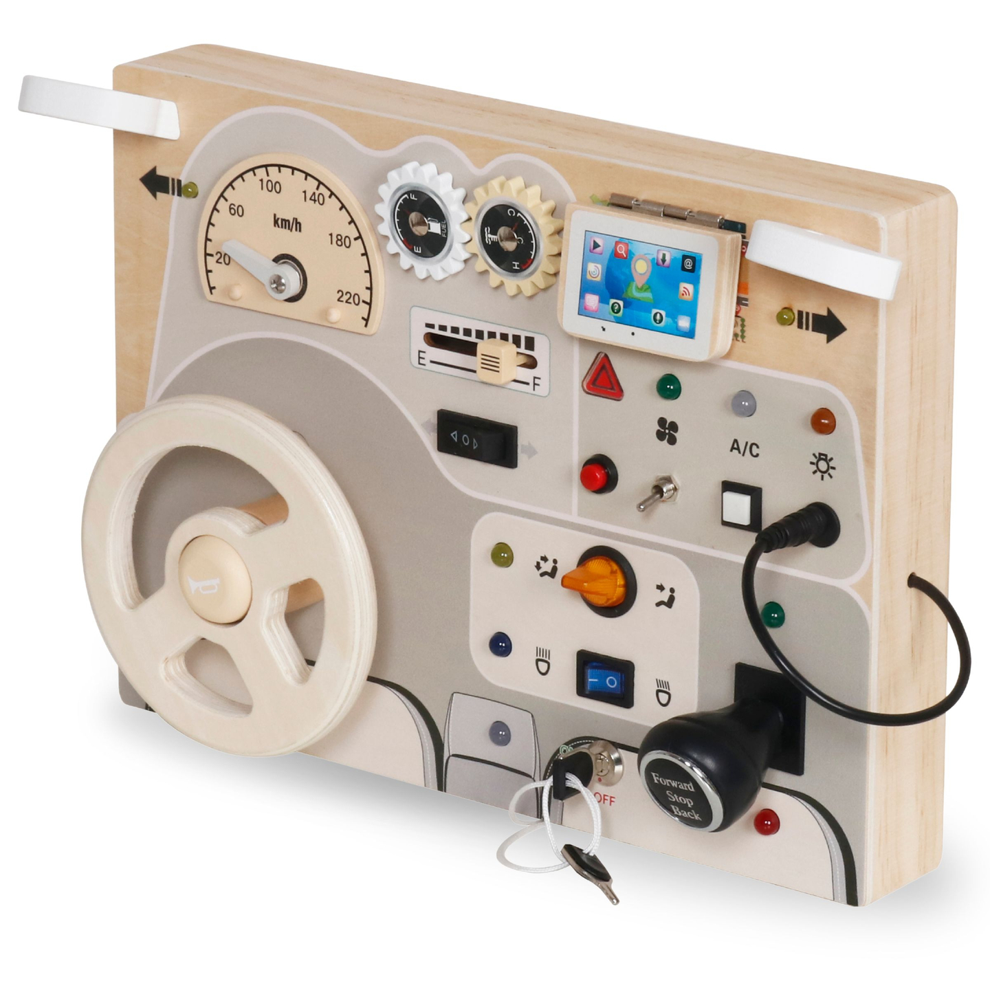 Tablero de juego de madera Montessori para niños pequeños - salpicadero de coche