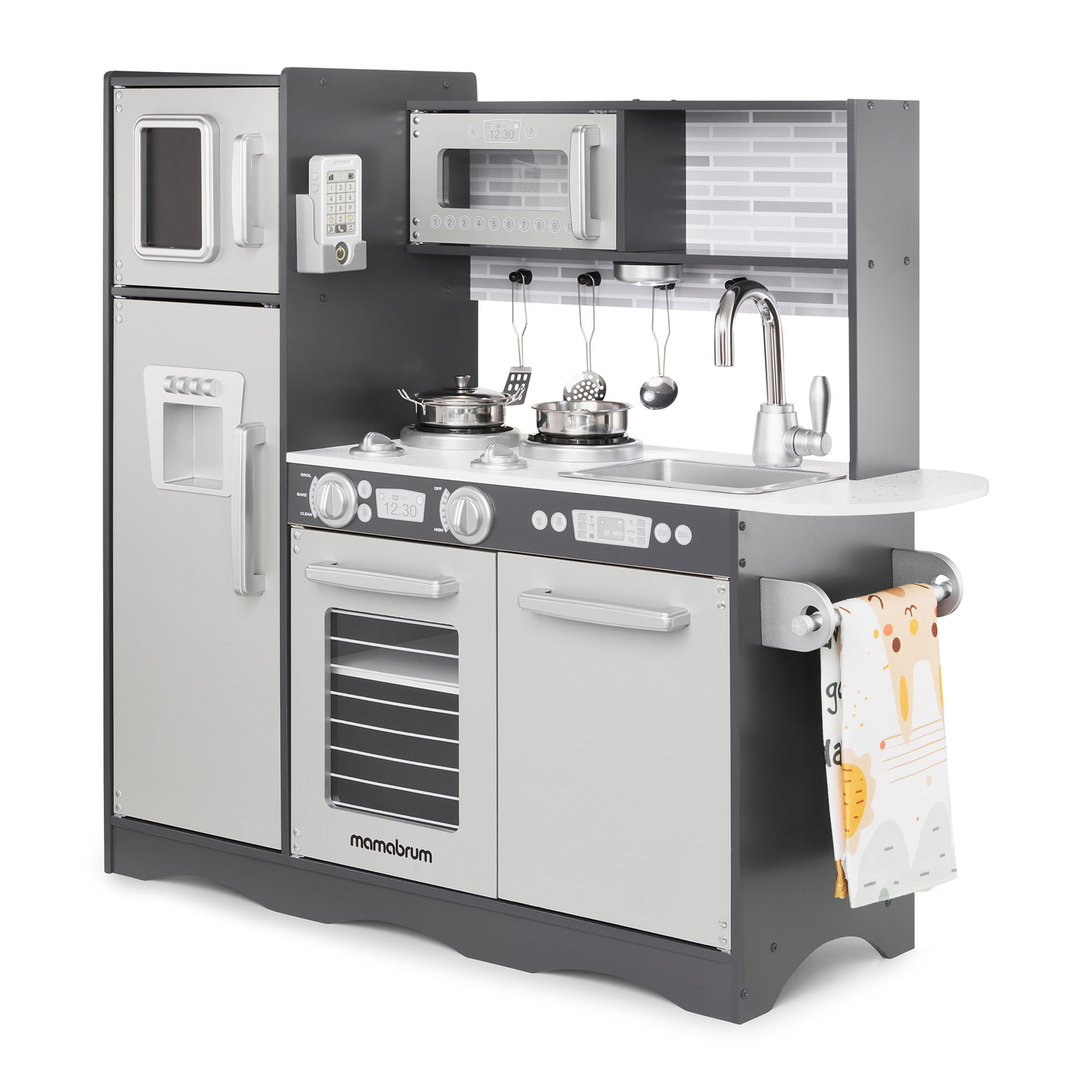 Cocina XXL de madera con iluminación LED, delantal y accesorios.