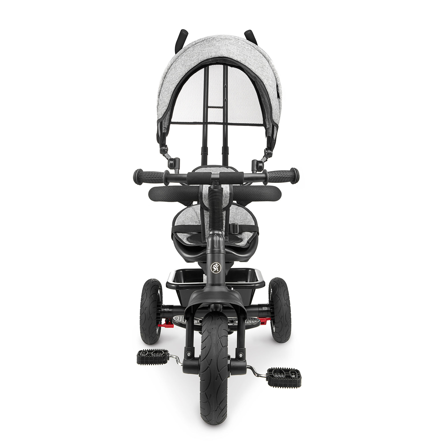 Triciclo para niños de 1 a 4 años - TOBI FREY - color gris - giratorio - ruedas hinchables + empujador