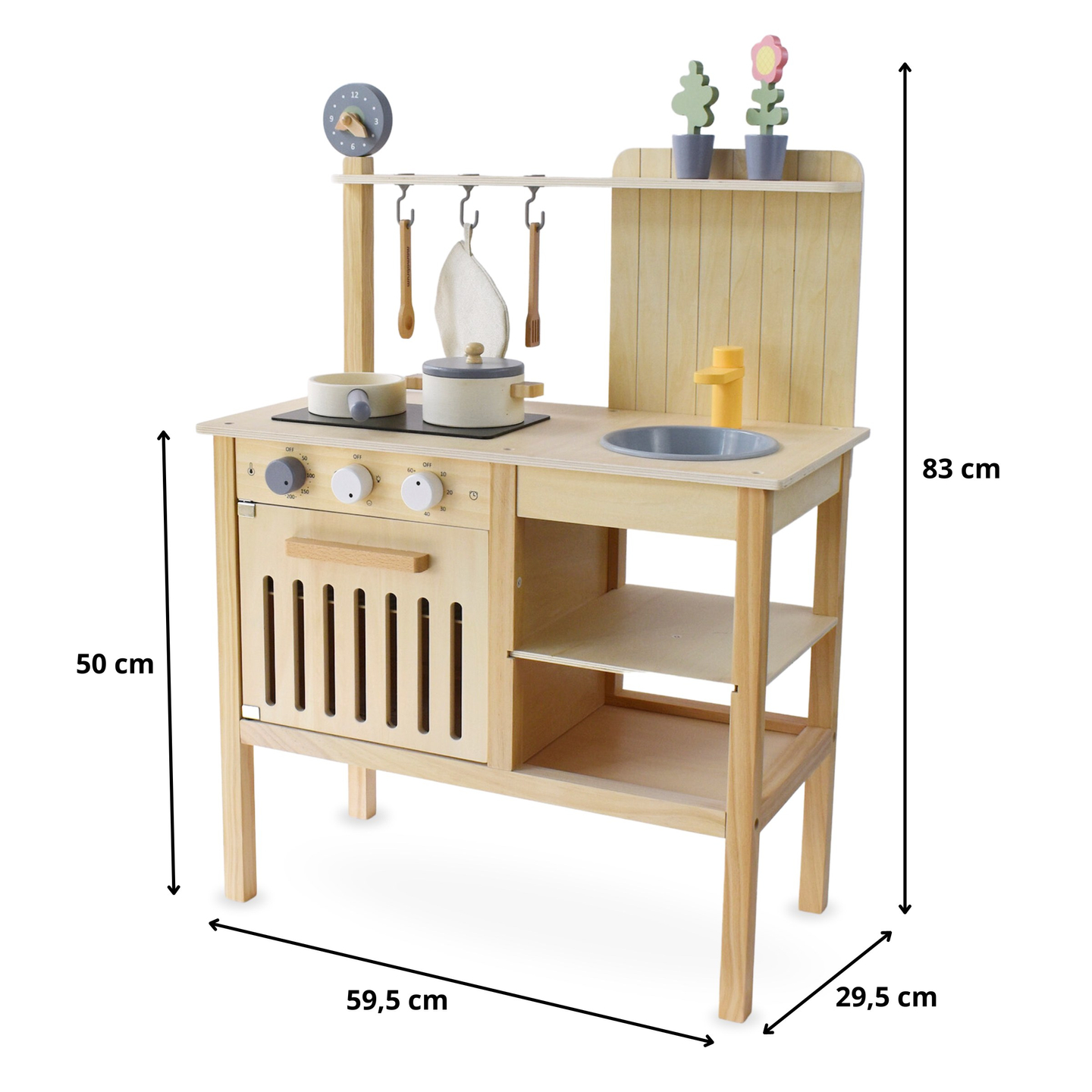 Cocina de jardín de madera con accesorios - boho natural