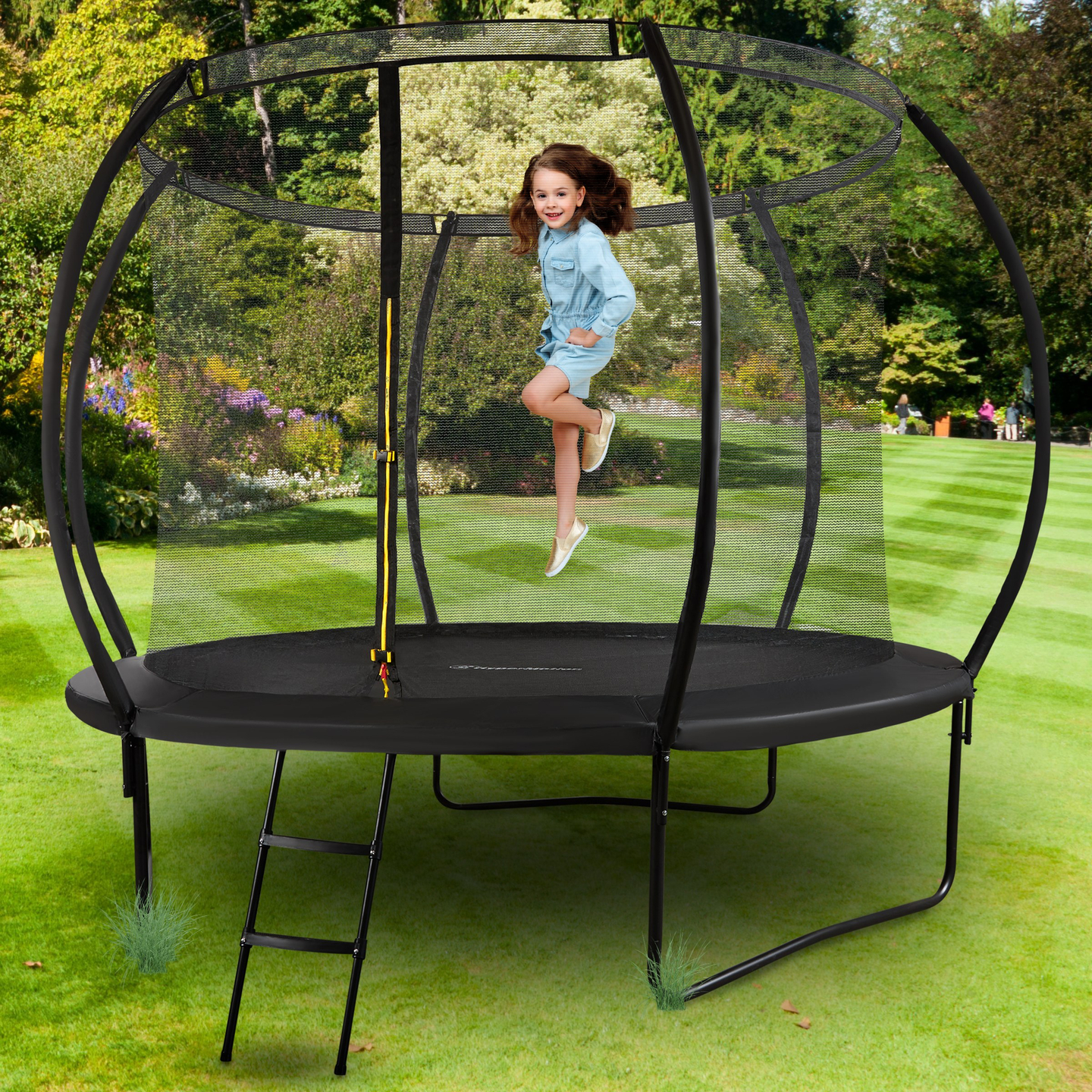 Trampolín de jardín XL para niños HyperMotion - 305 cm 10FT - con escalera y red interna - para casa y jardín