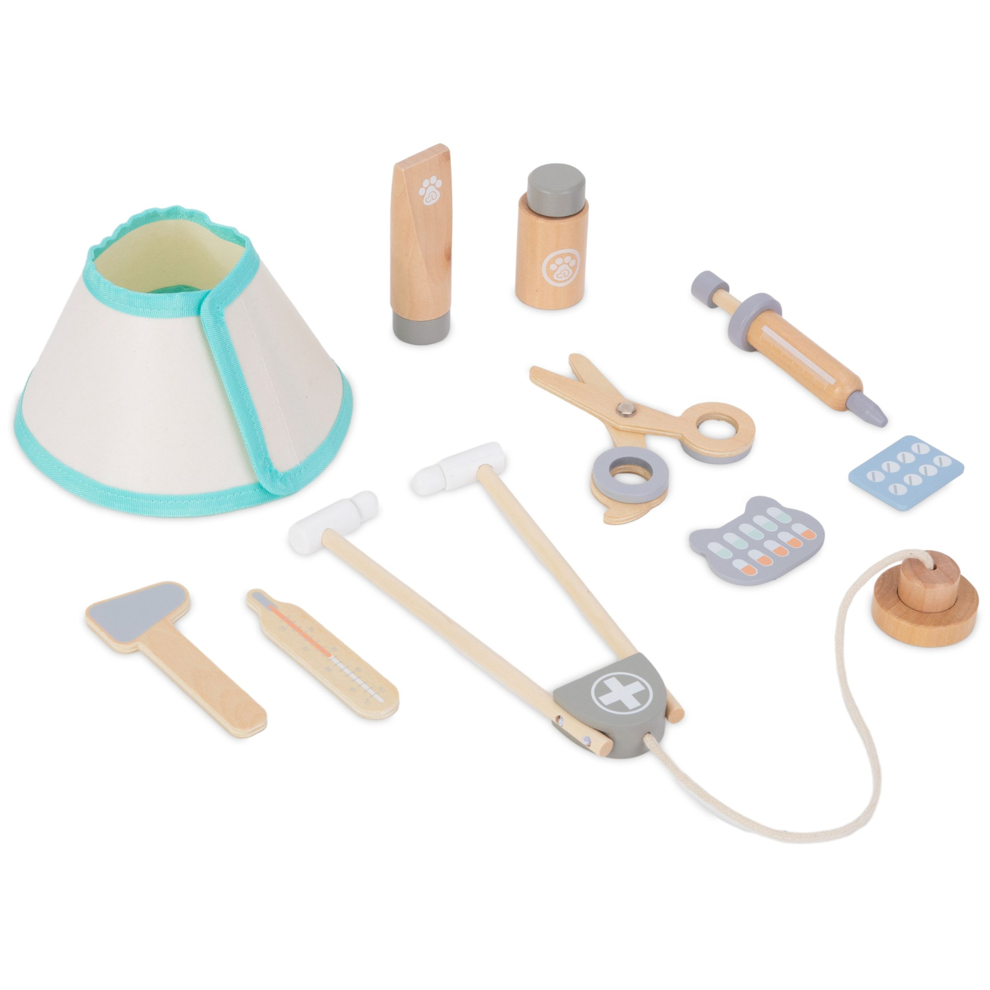 Conjunto veterinario de madera.