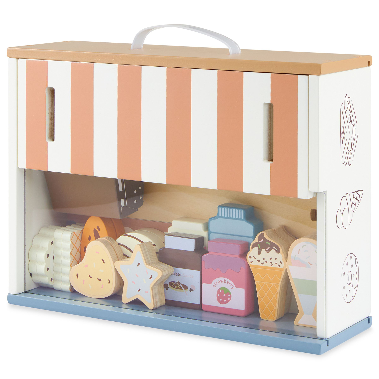 Tienda plegable de madera - cafetería, confitería con accesorios