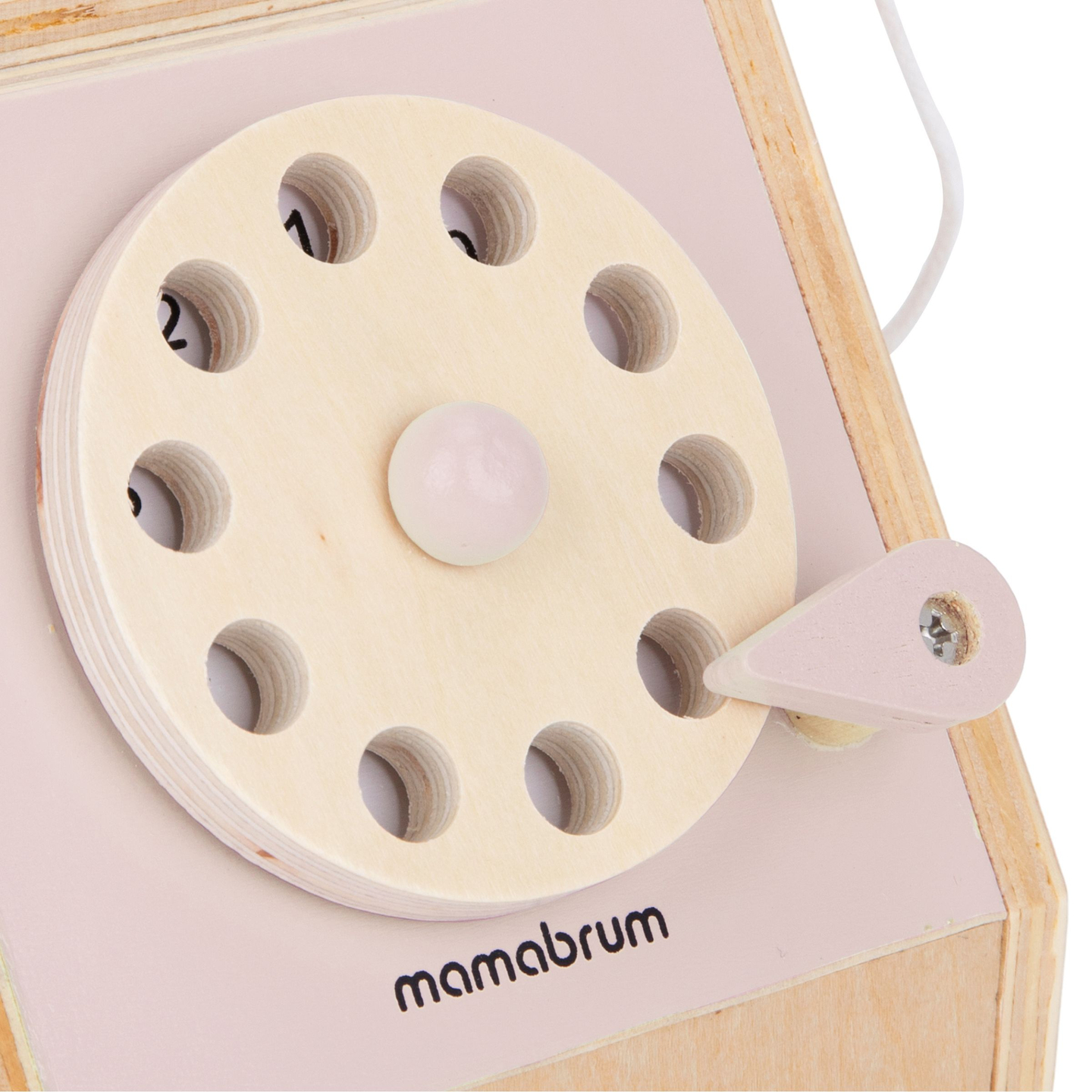 Teléfono retro de madera - rosa pastel