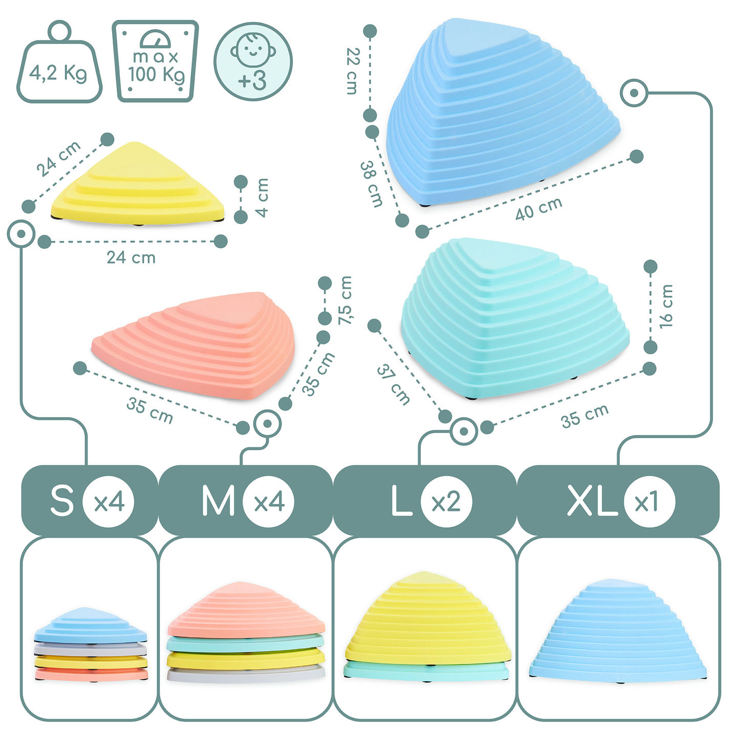 Piedras equilibradoras de colores - 11 piezas