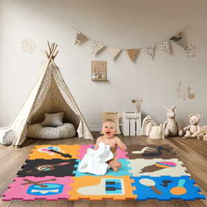 Alfombra educativa rompecabezas de espuma 90 x 90 x 1 cm - espuma EVA - patrón: instrumentos
