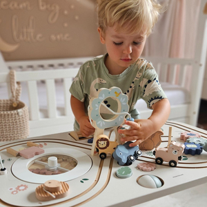 Mesa de madera educativa 10en1 con animales y tren