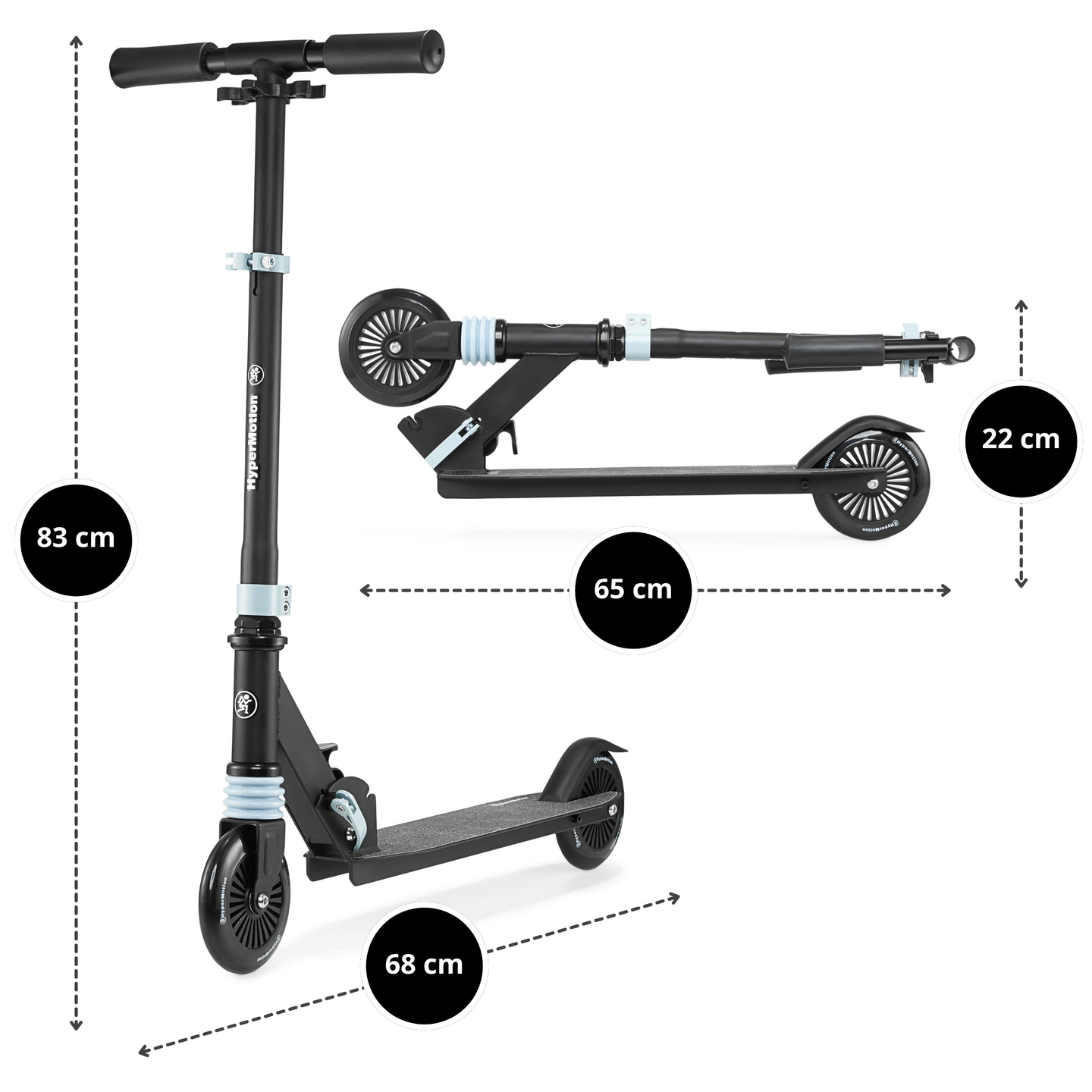 Patinete de dos ruedas con amortiguador WALLY 4-9 años de HyperMotion, negro y verde