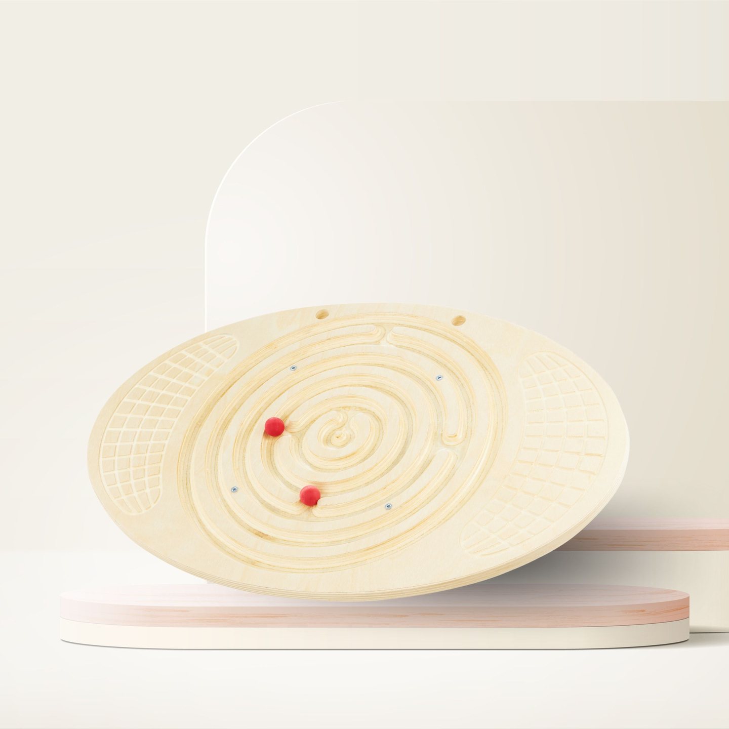 Tabla de equilibrio de madera con laberinto y bolas: balancín de equilibrio