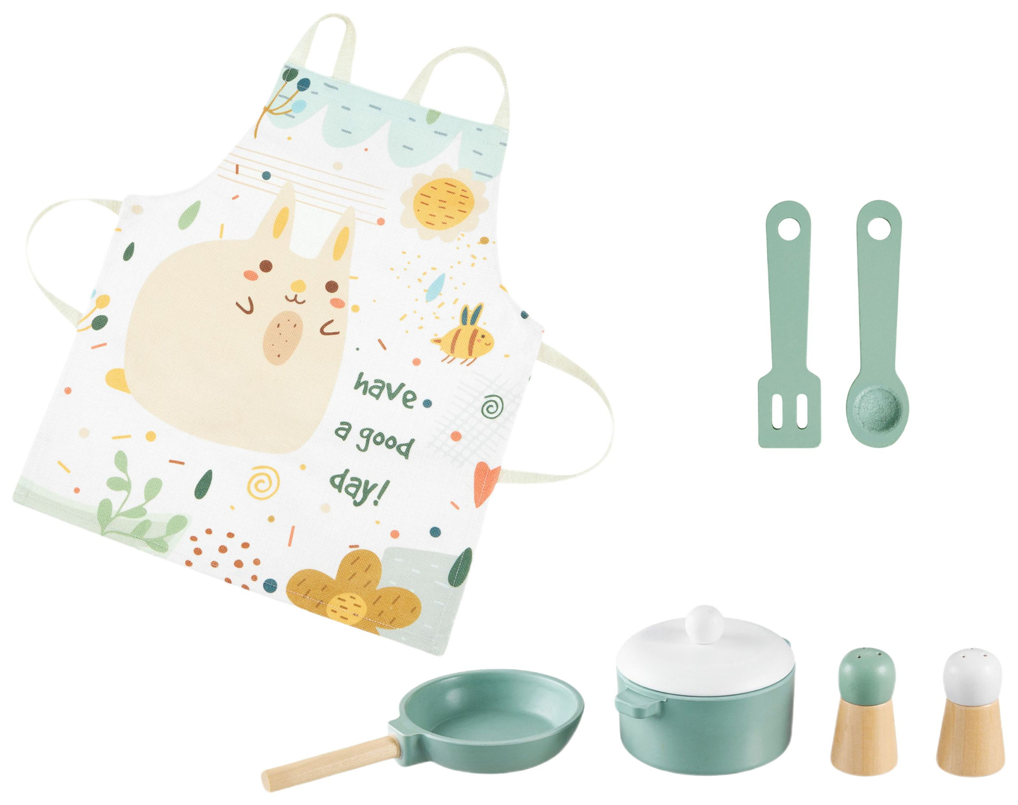 Cocina de madera con delantal, complementos e iluminación LED.