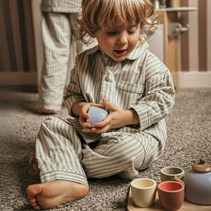 Juego de té de madera con bandeja - 7 elementos