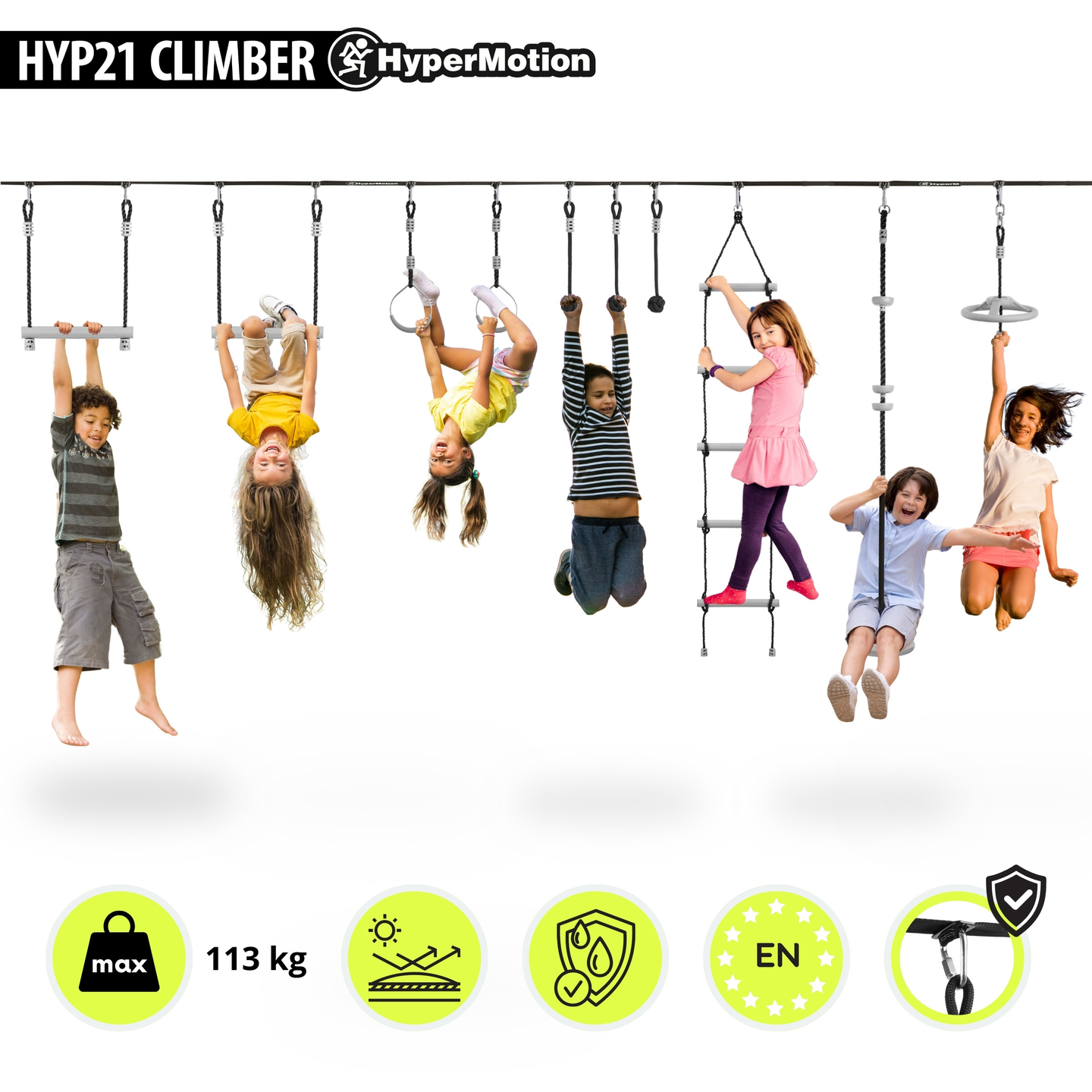 Carrera de obstáculos ninja para niños - HyperMotion slackline set - 10 obstáculos