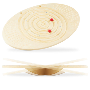 Tabla de equilibrio de madera con laberinto y bolas: balancín de equilibrio