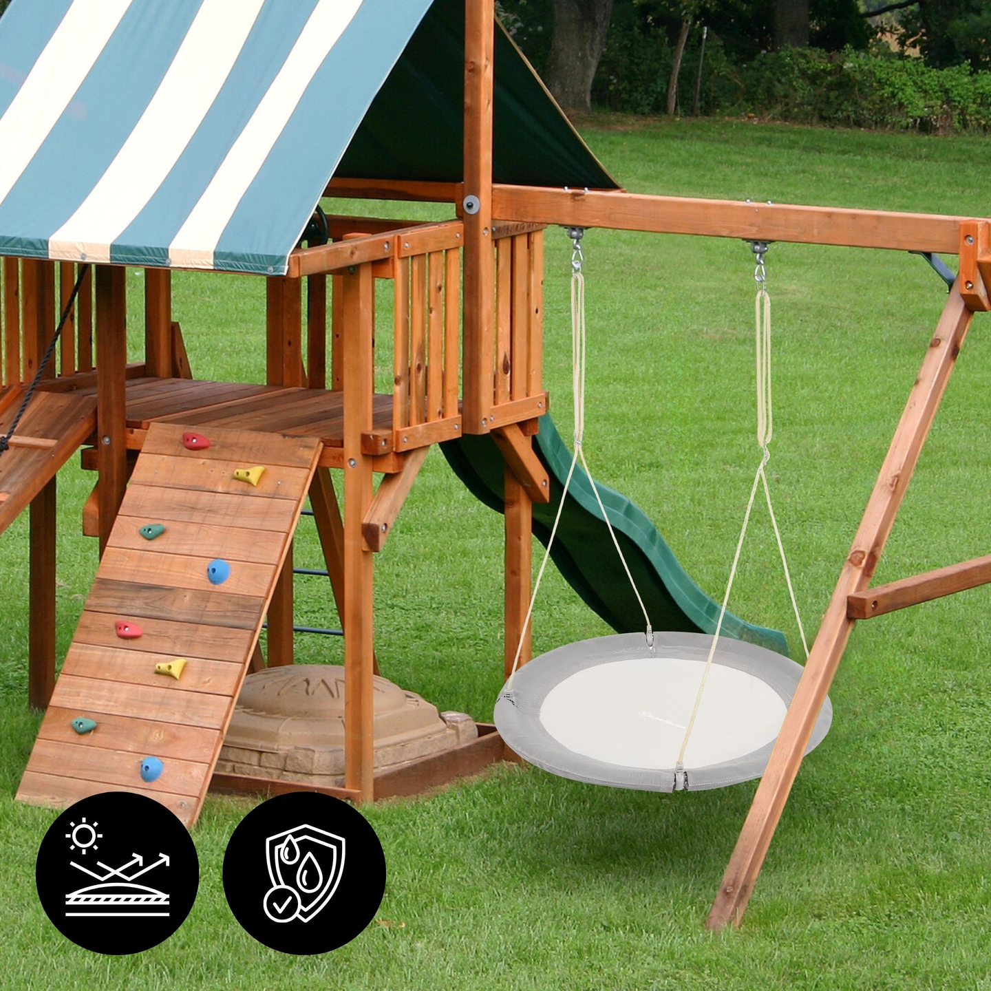 Columpio nido de cigüeña HyperMotion - 100 cm de diámetro, color gris