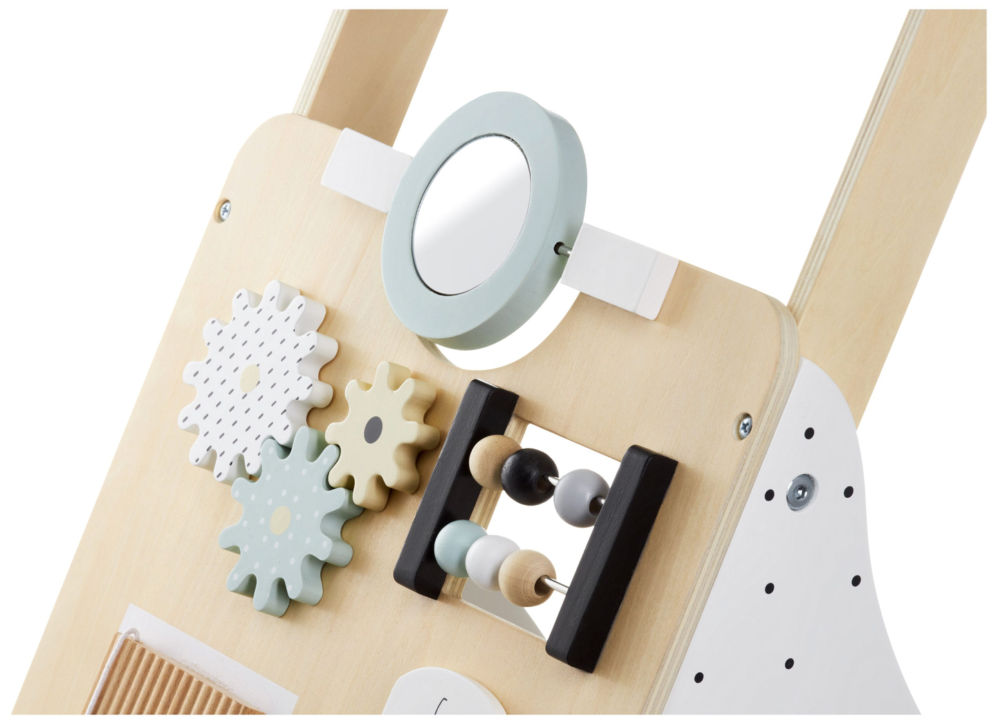 Andador/empujador educativo de madera para niños - tablero de manipulación