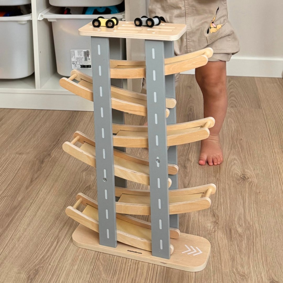 Pista de madera - tobogán para coches - 6 plantas