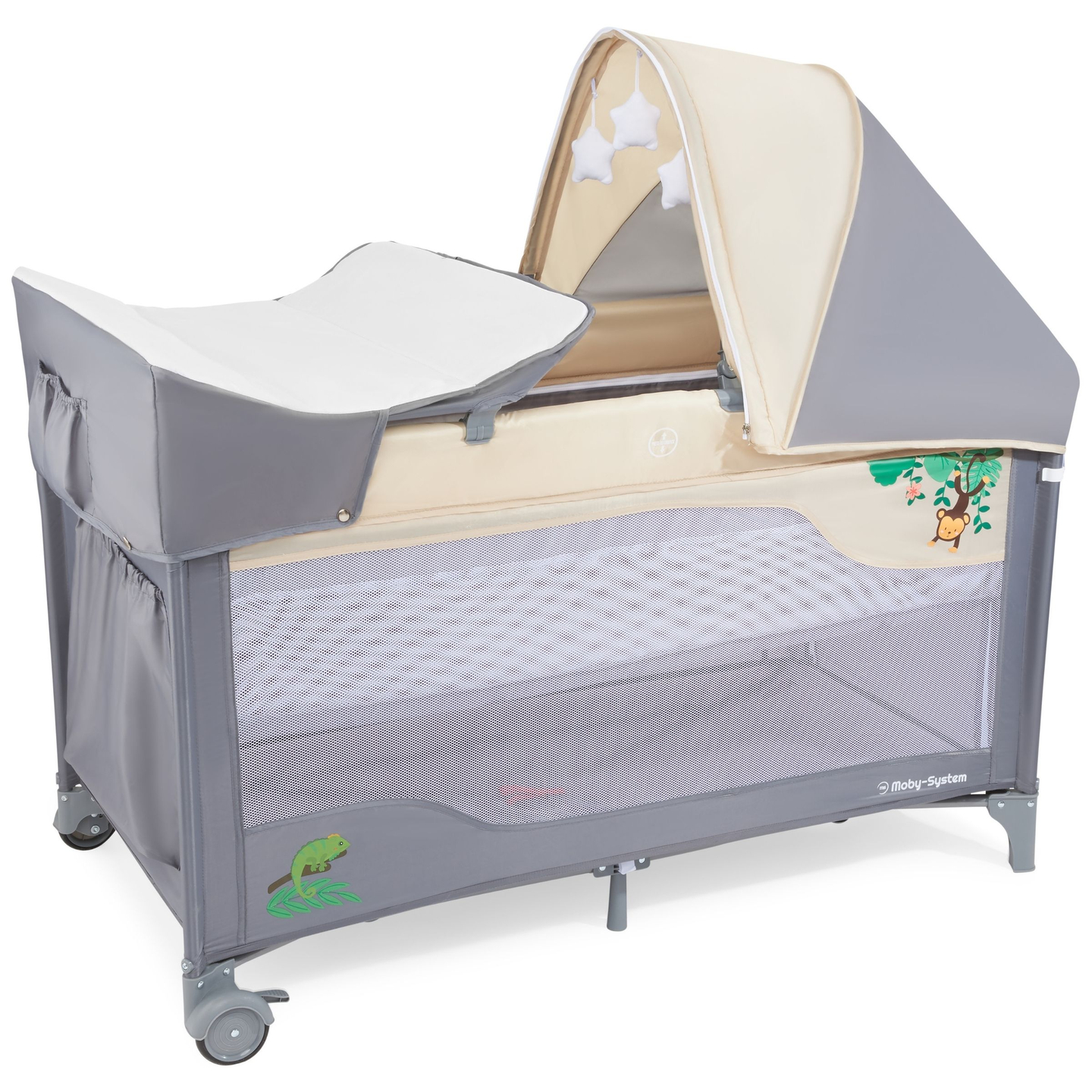 Cuna de viaje 0 - 36 m con cambiador + parque infantil Moby-System HUXLEY