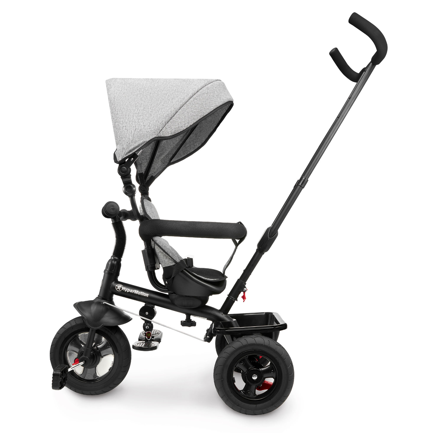 Triciclo para niños de 1 a 4 años - TOBI FREY - color gris - giratorio - ruedas hinchables + empujador