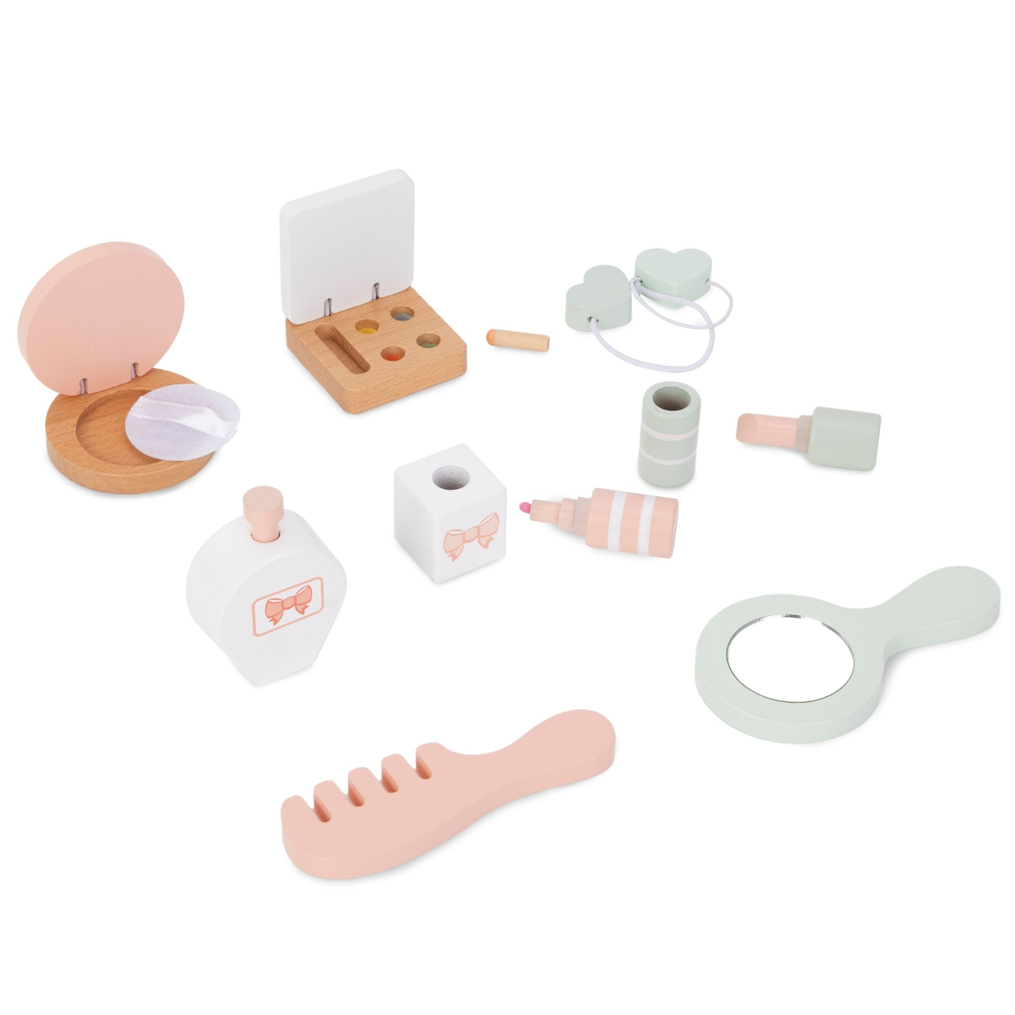 Tocador de madera para niños con accesorios.