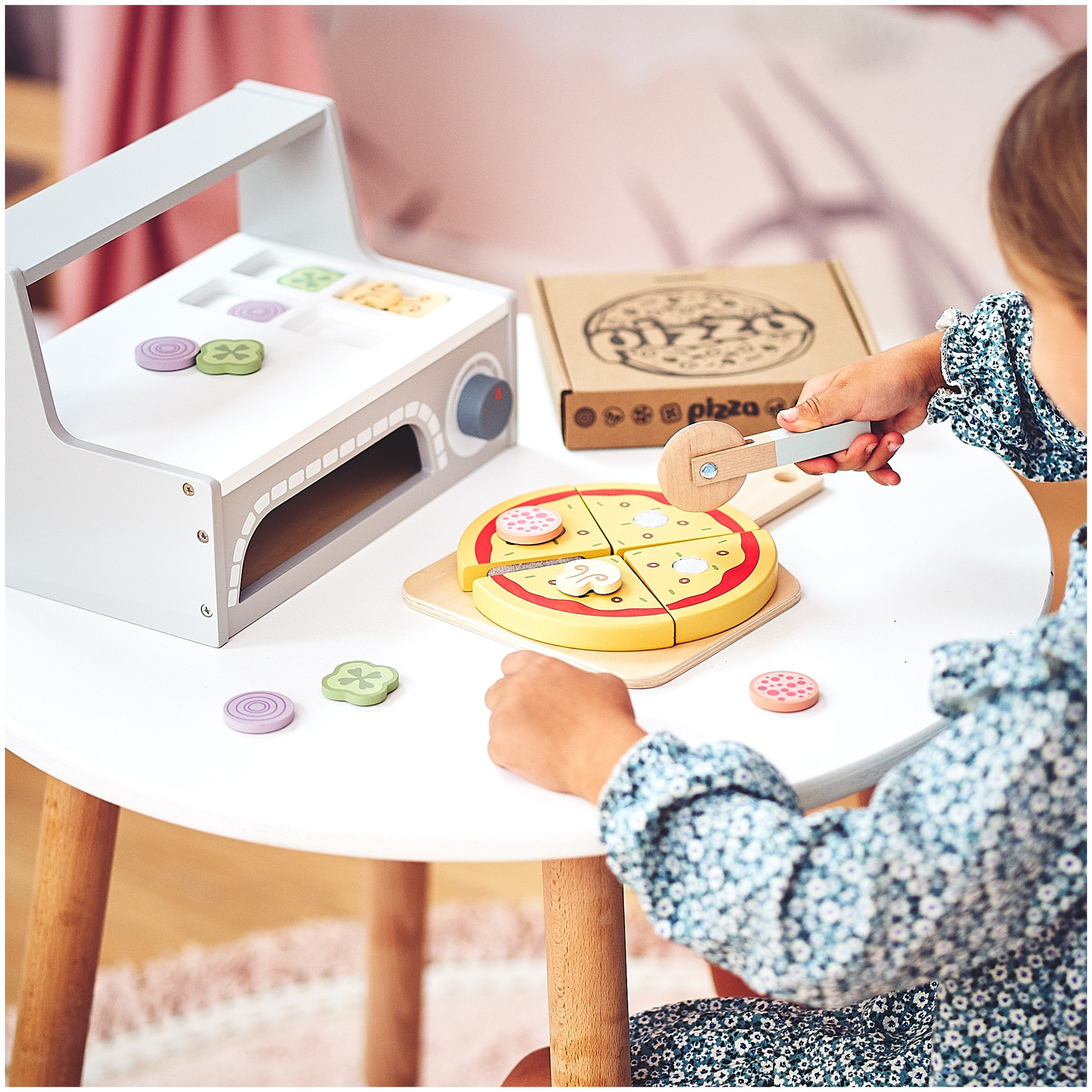 Set para hornear pizzas de madera.