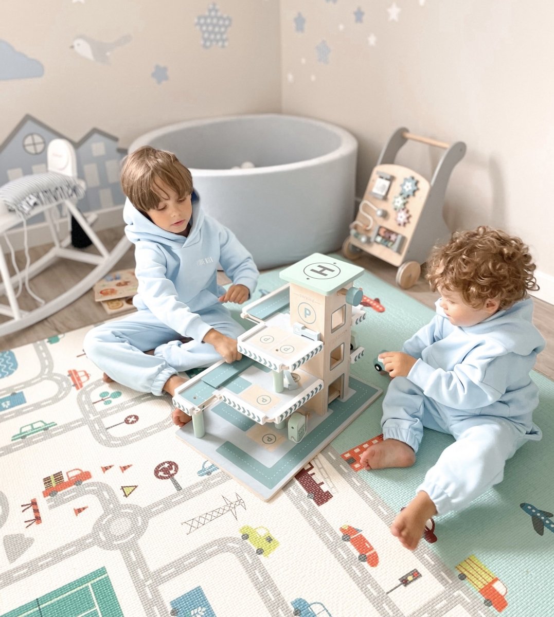 Alfombra de espuma XXL de doble cara - Rollo de 2 CM (carretera y zigzags)