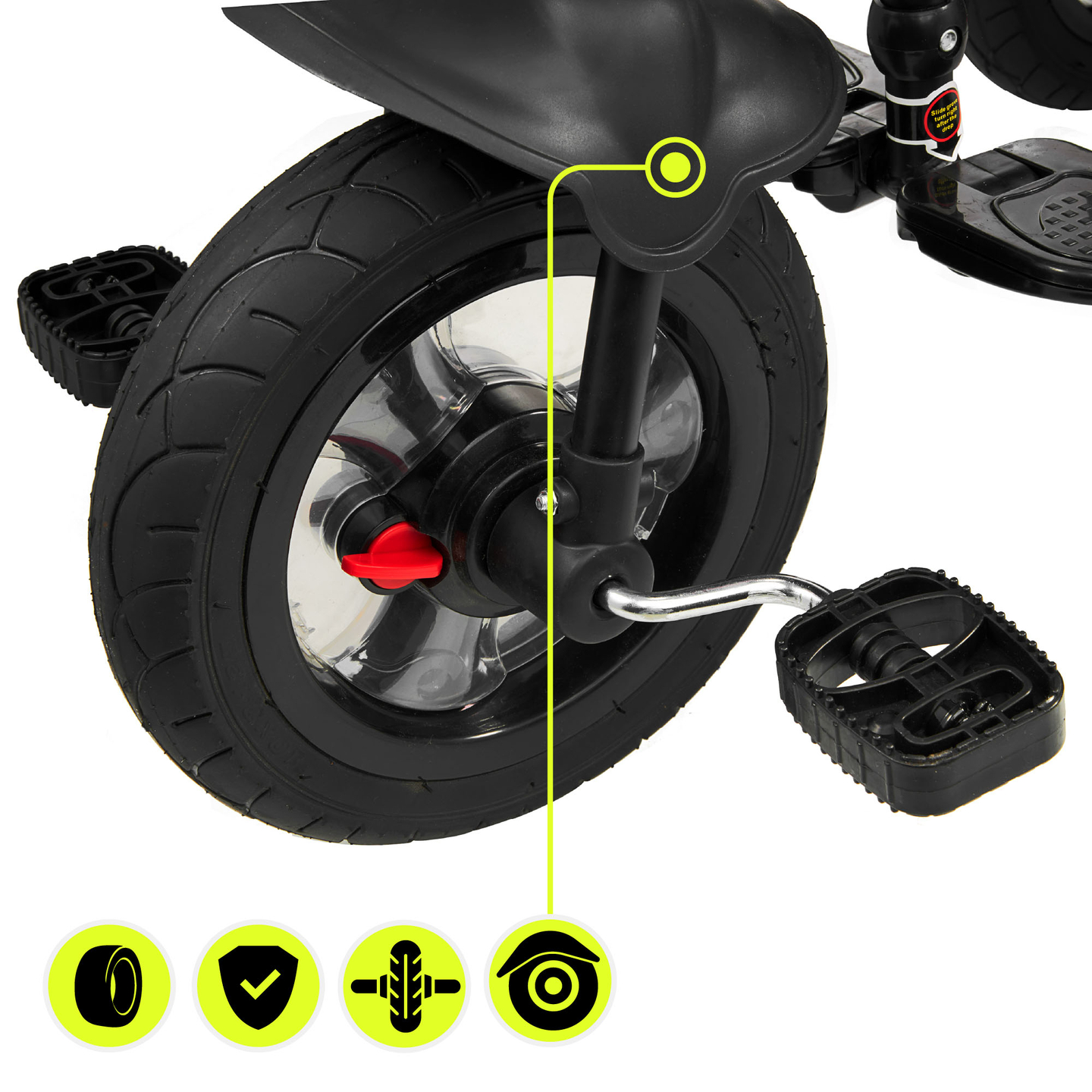 Triciclo para niños de 1 a 4 años - TOBI FREY - rosa - giratorio - ruedas hinchables + empujador