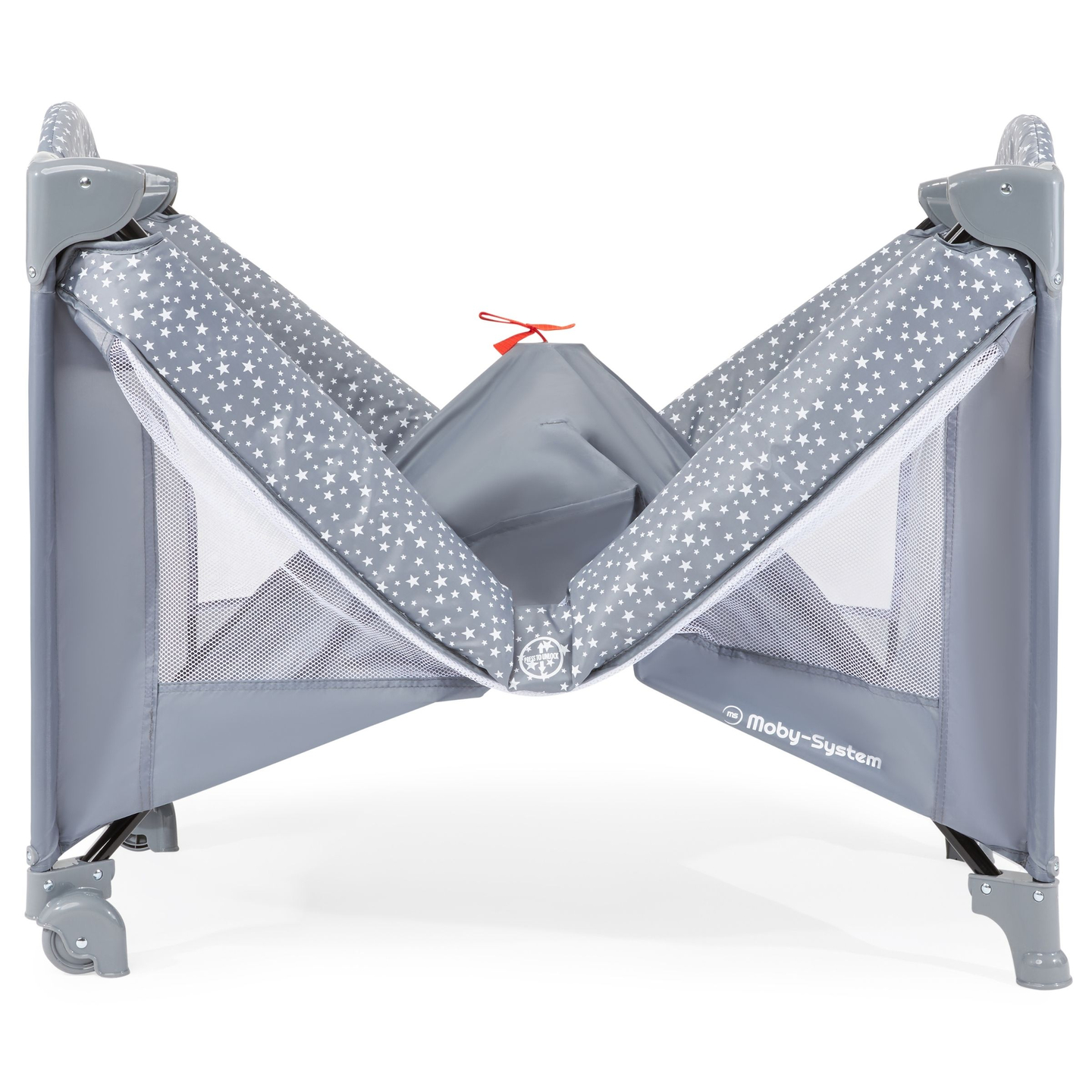 Cuna de viaje / parque infantil 2 niveles con cambiador, techo y colchón Happy Traveler BASIC PLUS - gris