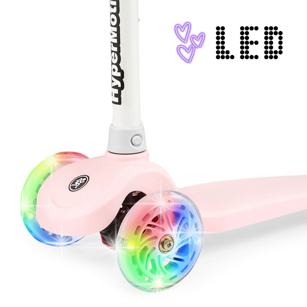 TRINGO scooter de tres ruedas, 3-8 años - rosa + ruedas LED brillantes