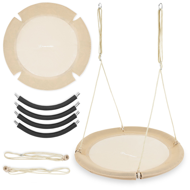Columpio nido de cigüeña HyperMotion - 100 cm de diámetro, color beige boho
