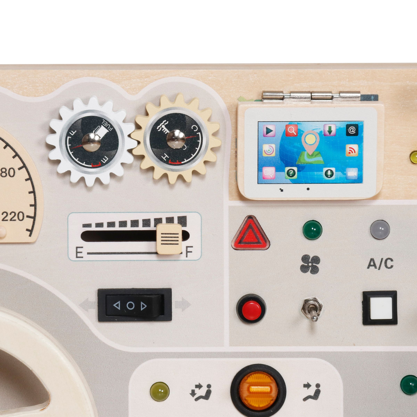 Tablero de juego de madera Montessori para niños pequeños - salpicadero de coche