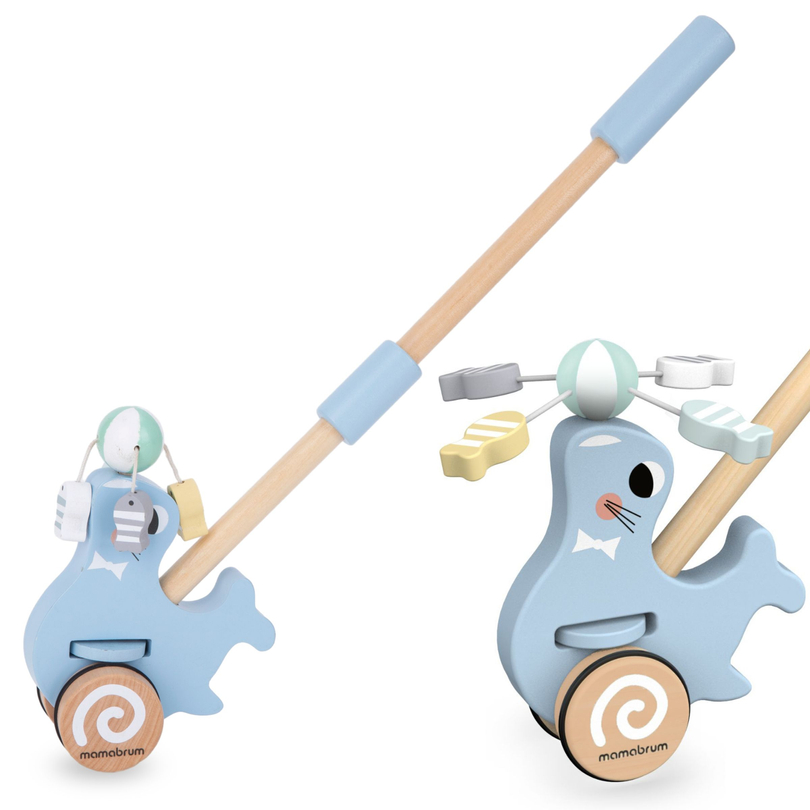 Sello de madera con palo para empujar - empujador