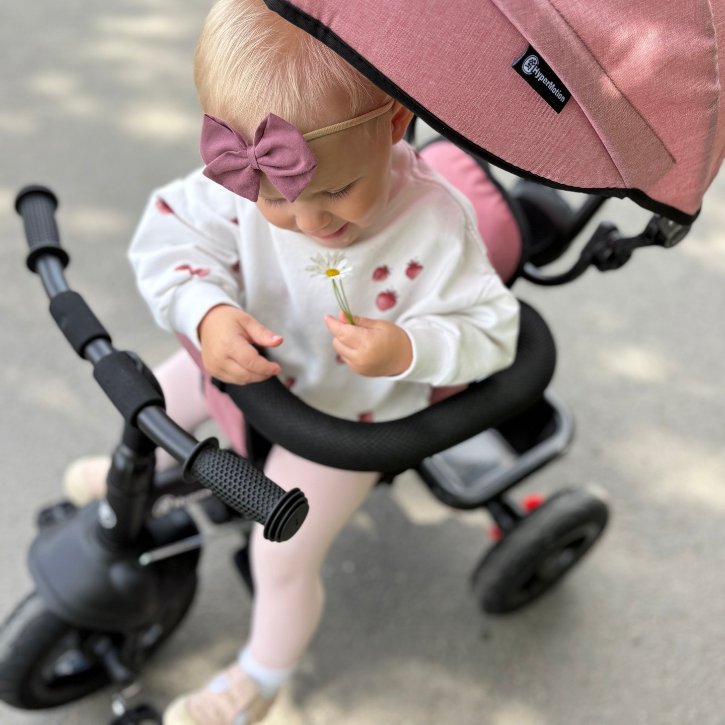 Triciclo para niños de 1 a 4 años - TOBI FREY - rosa - giratorio - ruedas hinchables + empujador