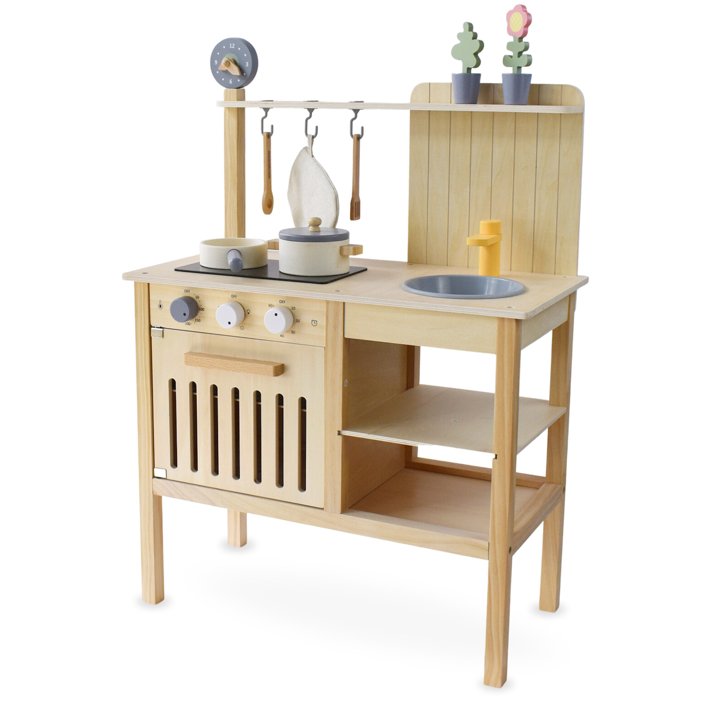 Cocina de jardín de madera con accesorios - boho natural