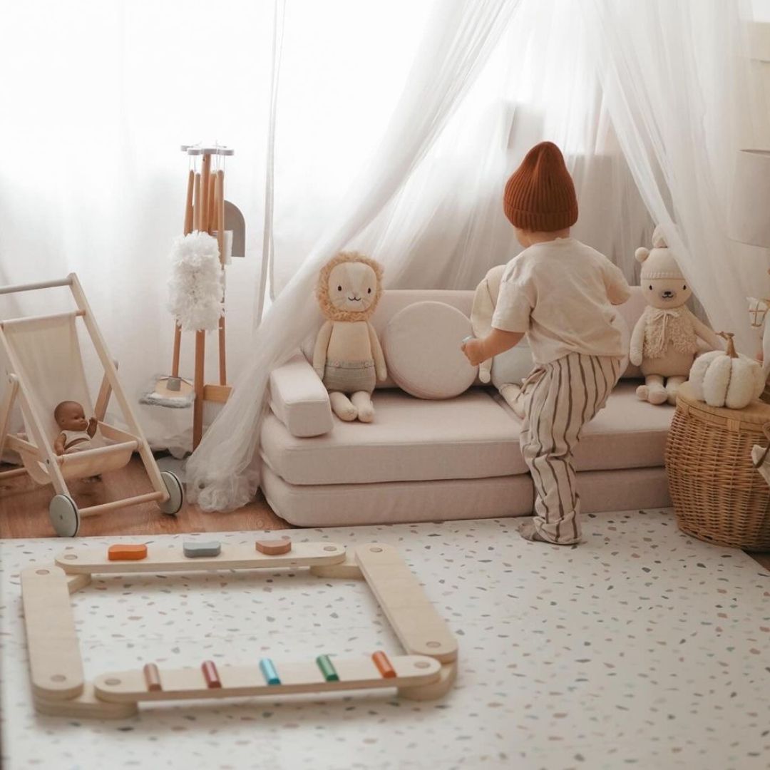 Pista de equilibrio de madera - camino sensorial - 14 elementos