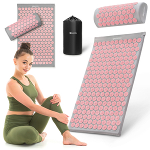 Esterilla de acupresión con almohada y funda - 72 cm HyperMotion gris y rosa