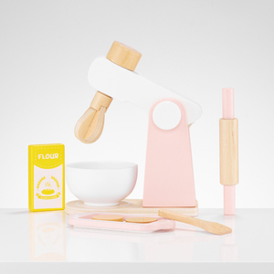 Amasadora de madera con accesorios, para niños