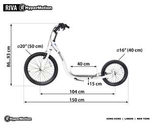Patinete urbano HyperMotion RIVA con ruedas hinchables de 50 cm y 40 cm