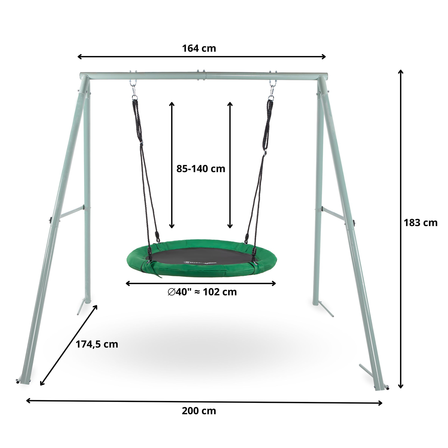 Columpio de jardín tipo nido de cigüeña con estructura y cuerdas