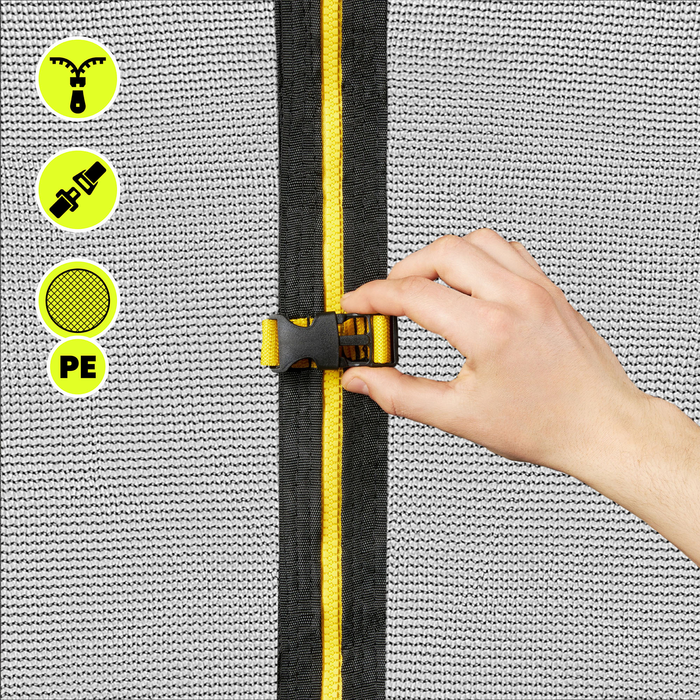 Cama elástica de jardín XXL para niños HyperMotion - 366 cm 12FT - con escalera y red interna - para casa y jardín - 150 kg máx.