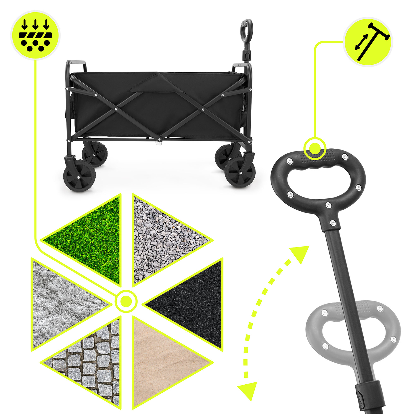 Silla de ruedas de playa plegable HyperMotion - negra, 80 kg