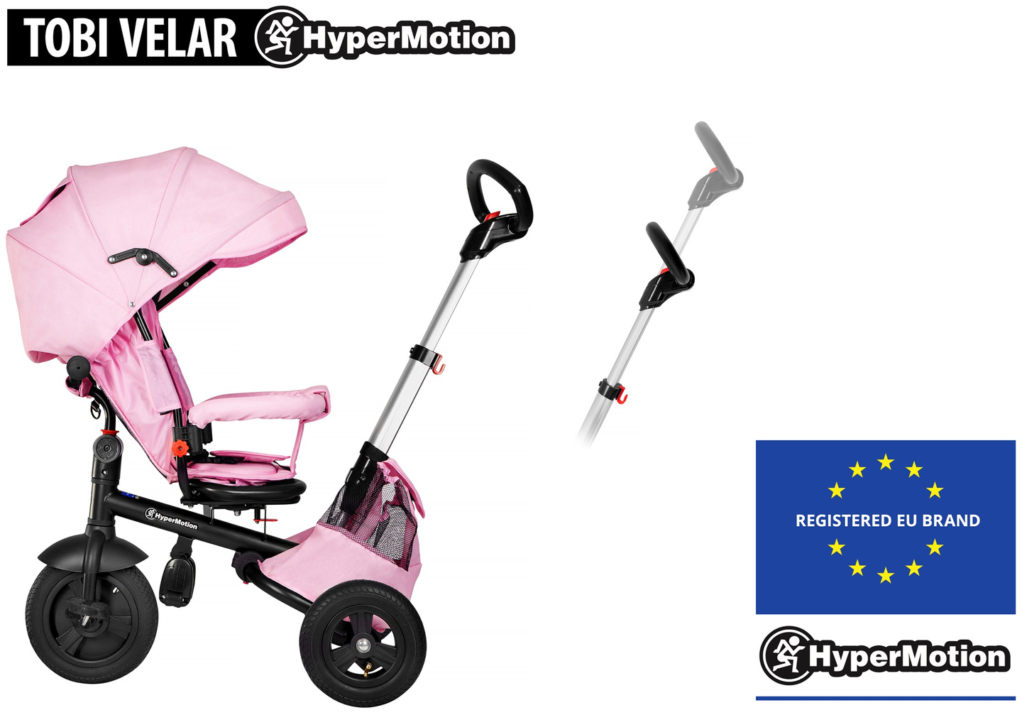 Tobi Velar triciclo + funda impermeable - rosa