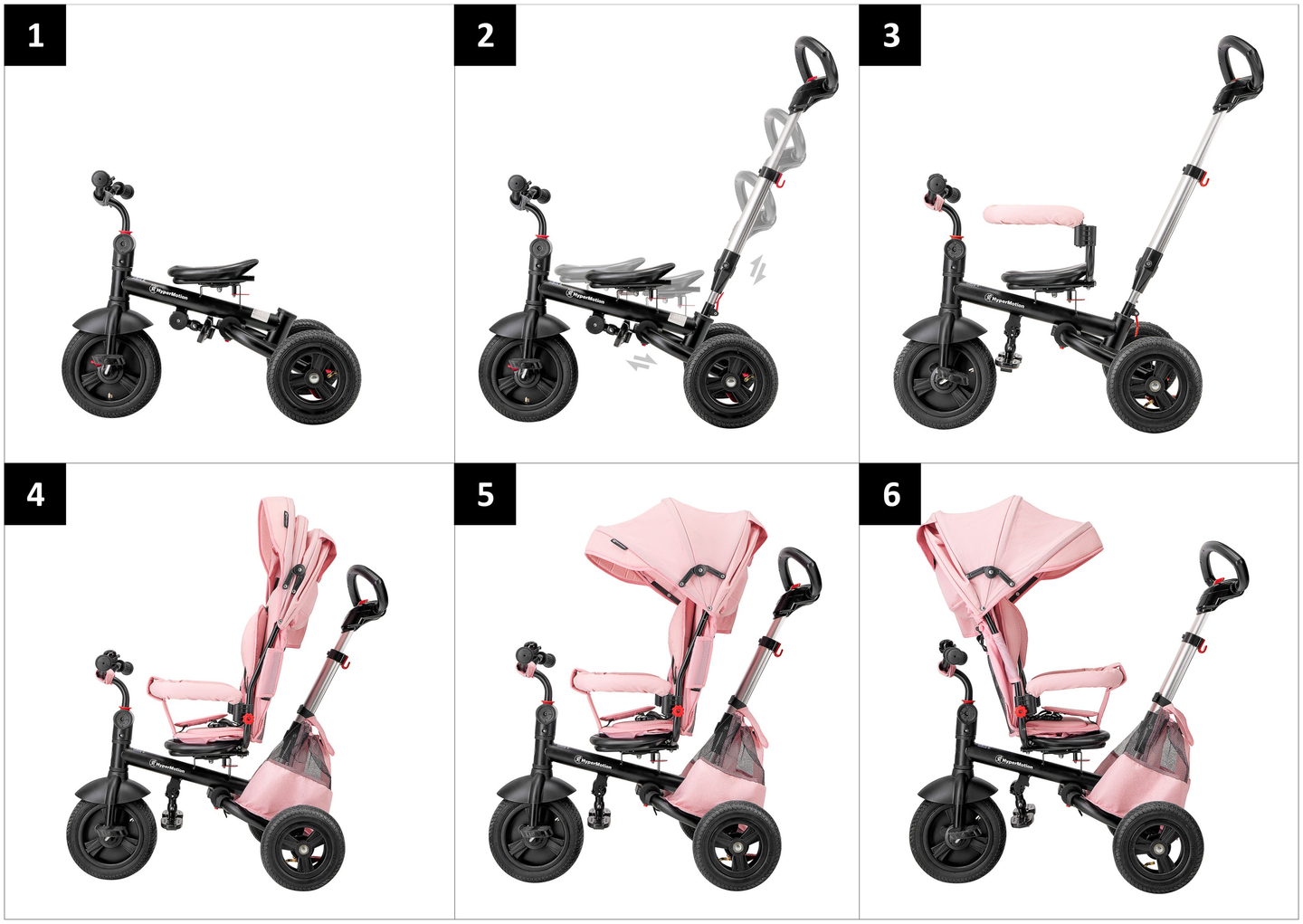 Tobi Velar triciclo + funda impermeable - rosa