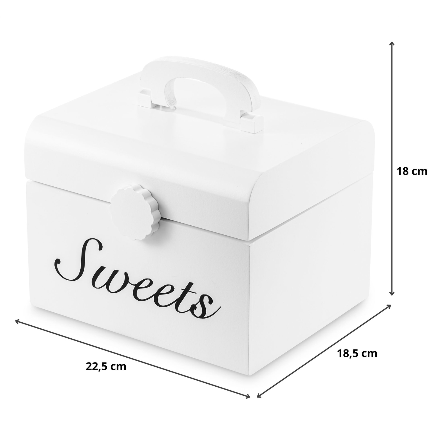 Caja de madera con dulces para cortar, confitería.