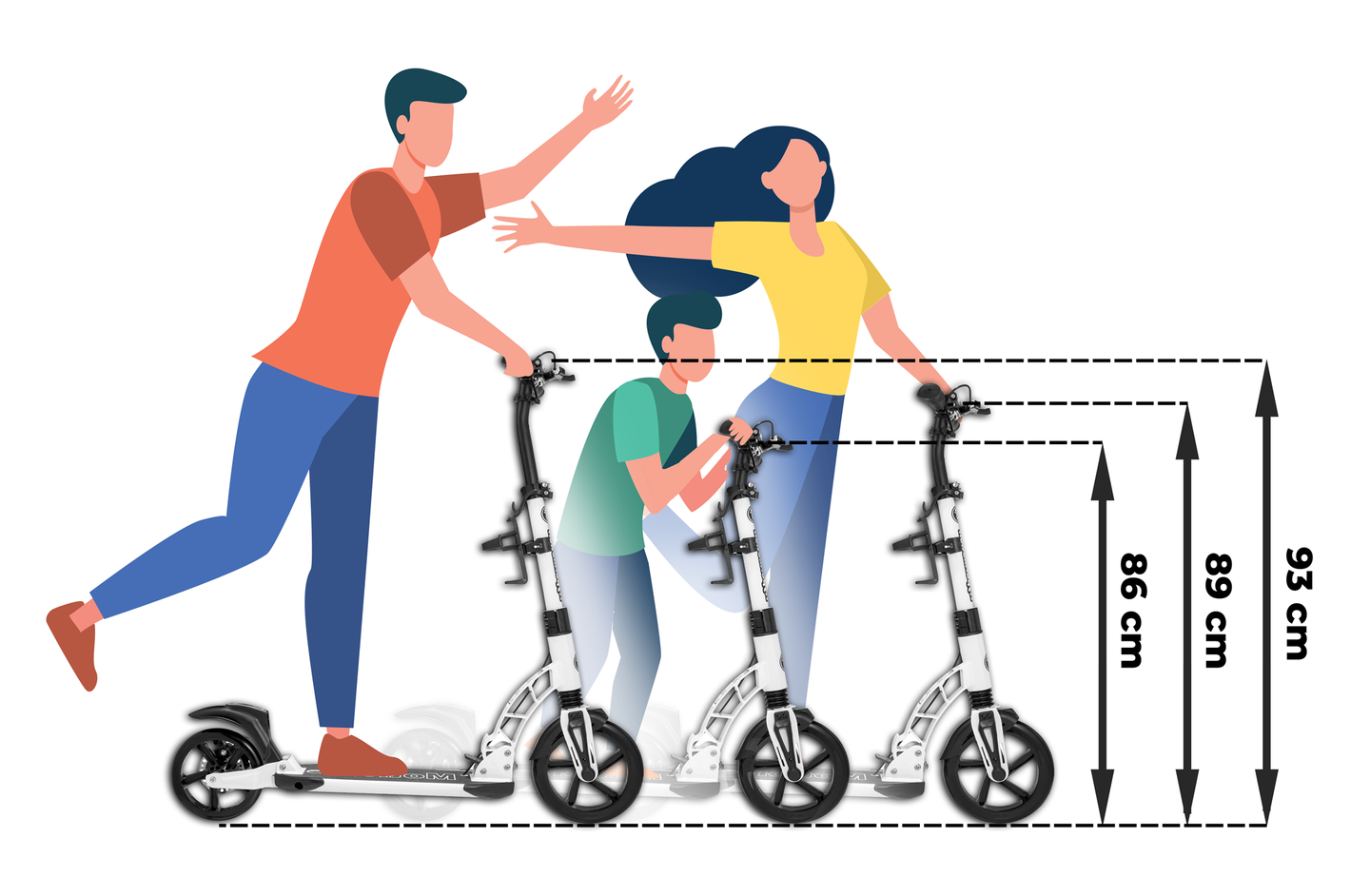 Patinete urbano HyperMotion RIVA con ruedas hinchables de 50 cm y 40 cm