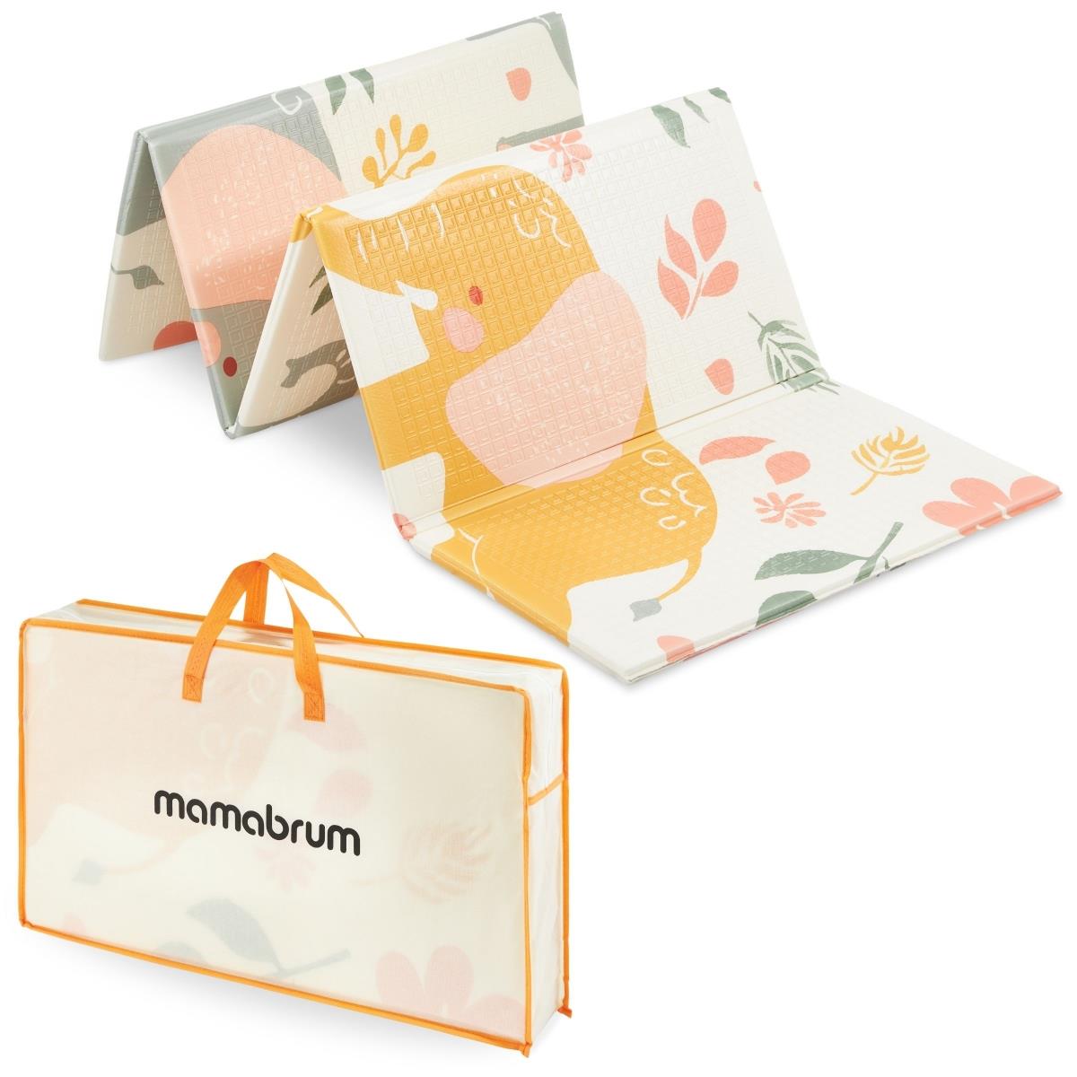 Estera de espuma plegable por las dos caras 180 x 120 x 1cm - Elefantes exóticos/Gris delicado