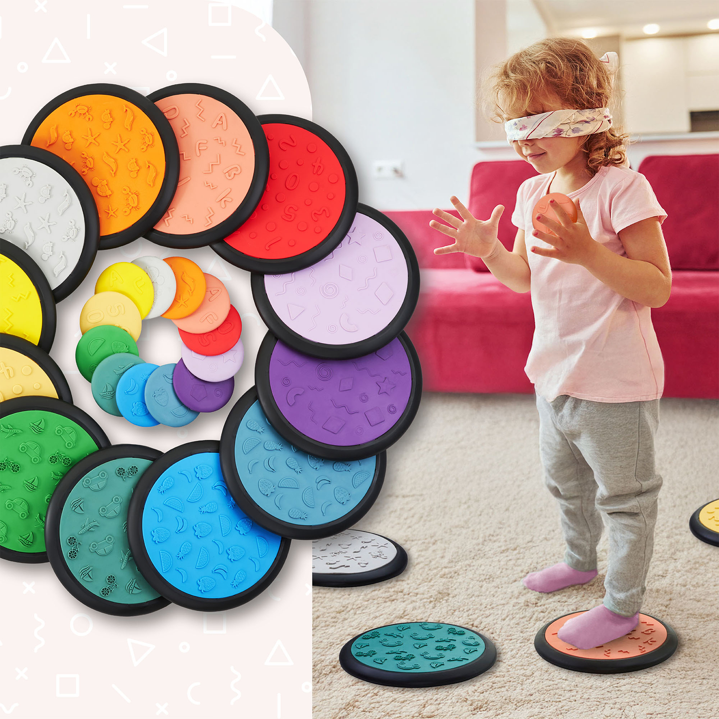 Discos sensoriales de colores para niños - 24 piezas