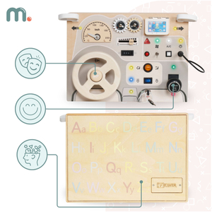 Tablero de juego de madera Montessori para niños pequeños - salpicadero de coche