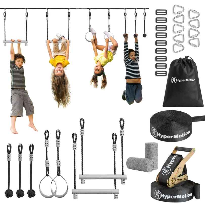 Carrera de obstáculos ninja para niños - HyperMotion slackline set - 7 obstáculos
