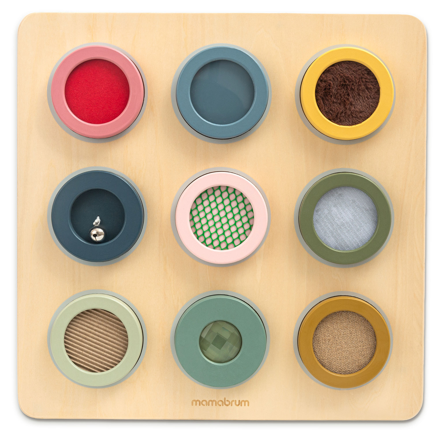 Tablero sensorial Montessori de madera: 9 texturas para descubrir y desarrollar el sentido del tacto